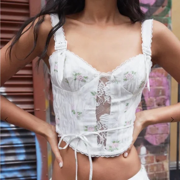 NWT For Love & Lemons Tasha corset top white size large - Picture 1 of 7